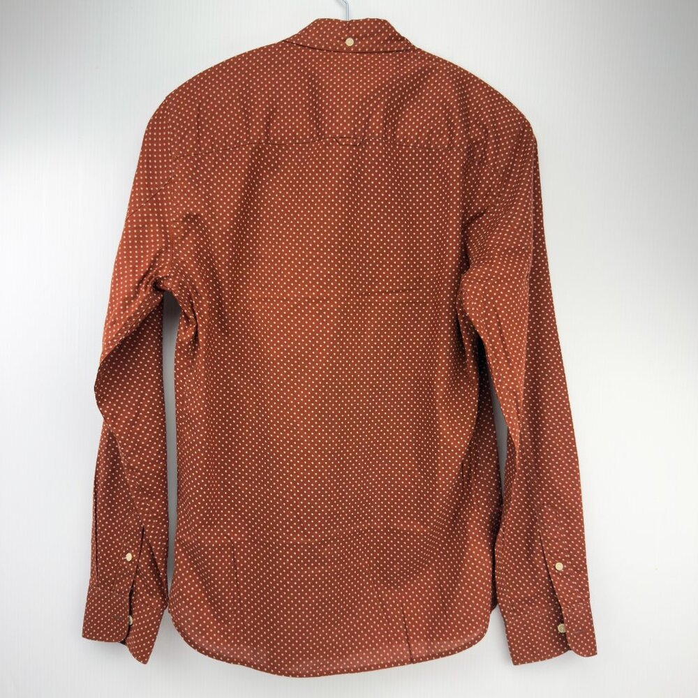 ALLSAINTS Spitalfields Brown/Redโ Slim Fit Polka Dot Cotton Modern Shirt XS - Picture 4 of 8